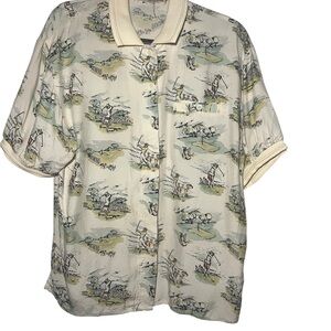 4 x $25 Vintage Graphic Golf Button-Up Shirt 46”